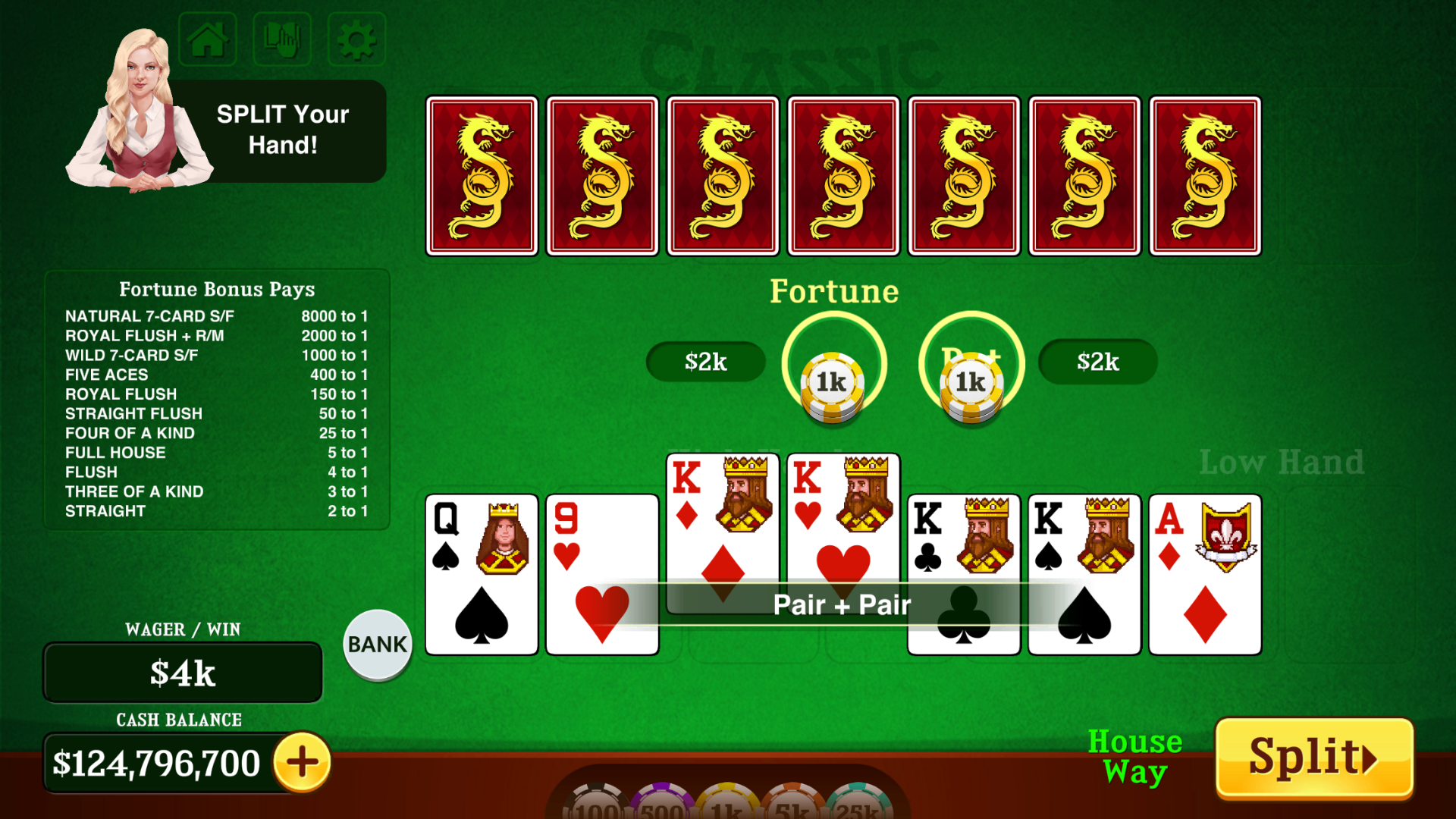 Pai Gow Poker™ mobile casino game - gameplay screenshot 4 showing in-app interface