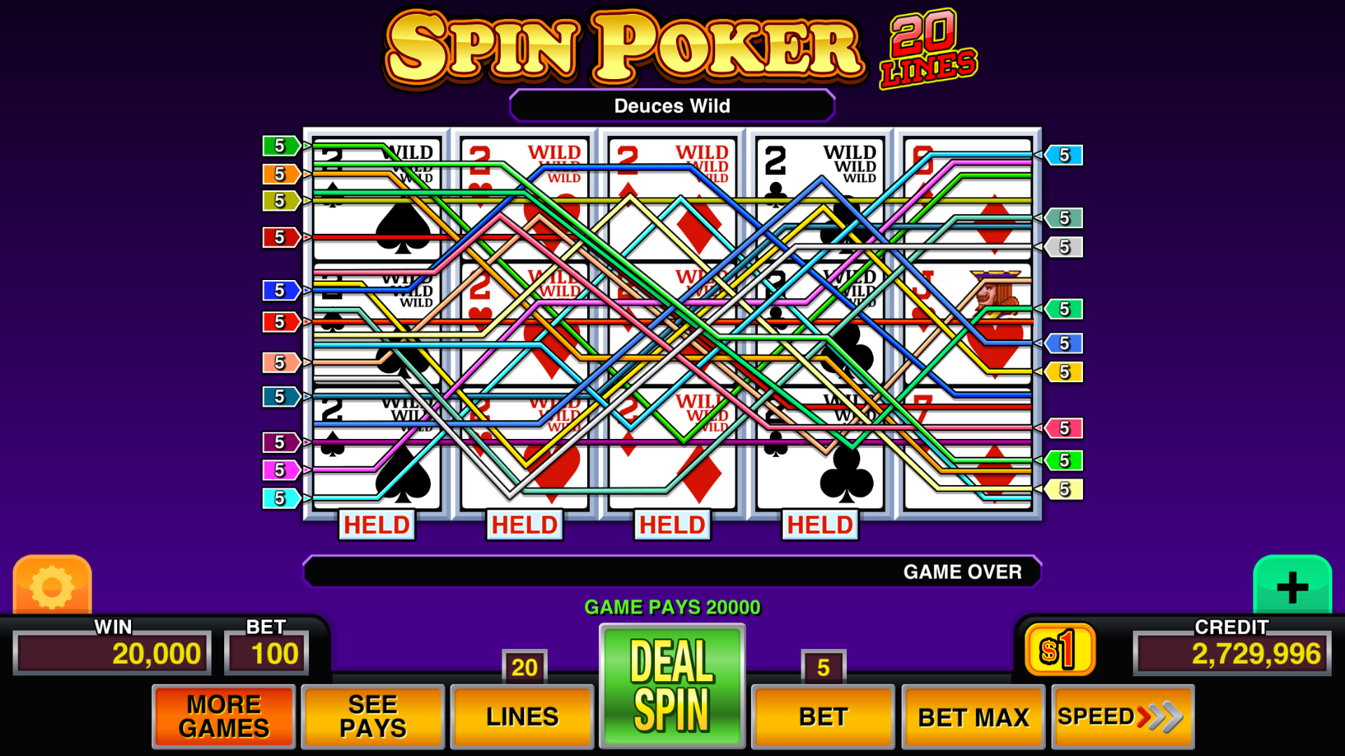 Spin Poker Pro™ mobile casino game - gameplay screenshot 2 showing in-app interface