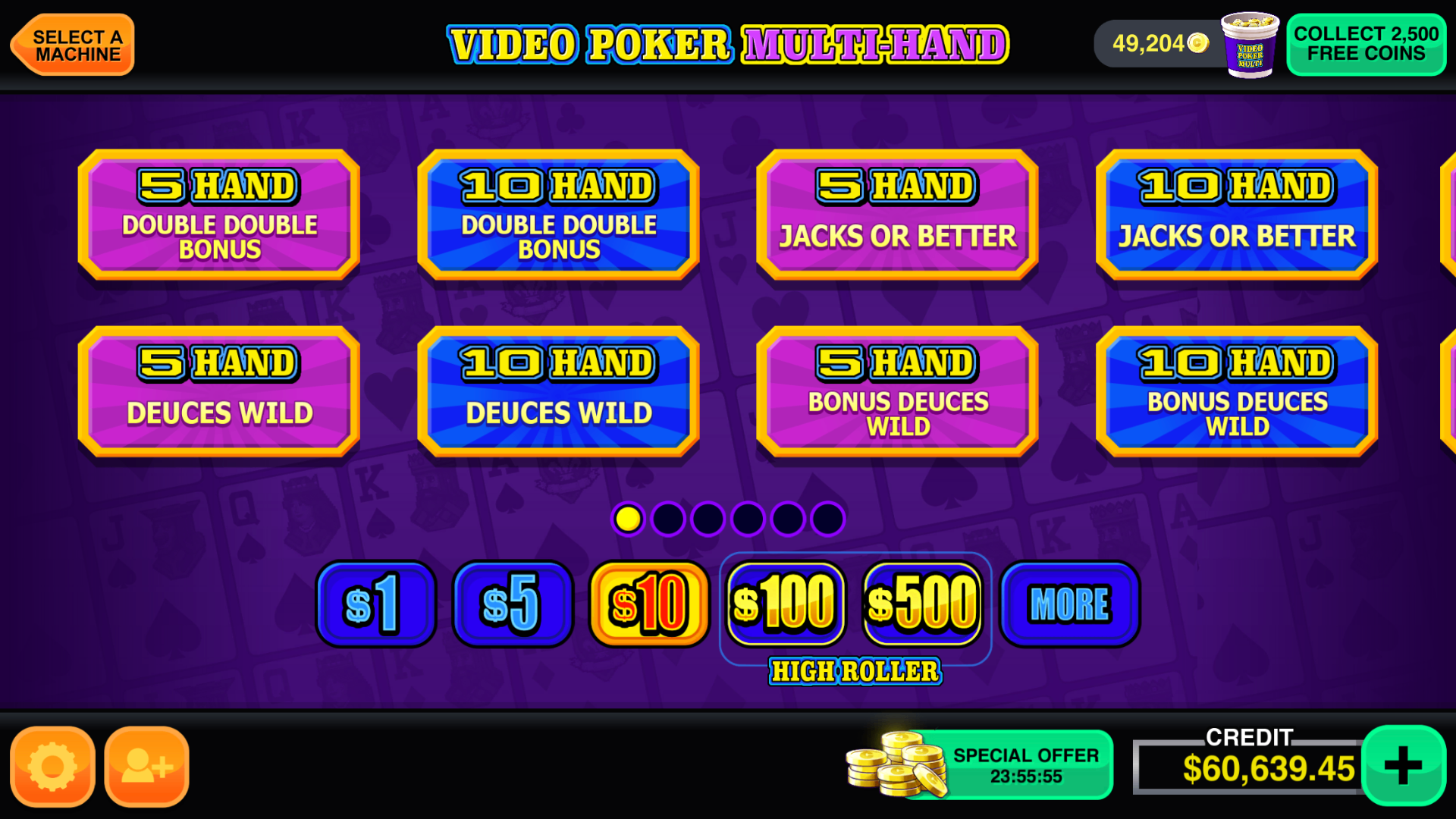 Video Poker Multi Pro™ mobile casino game - gameplay screenshot 4 showing in-app interface